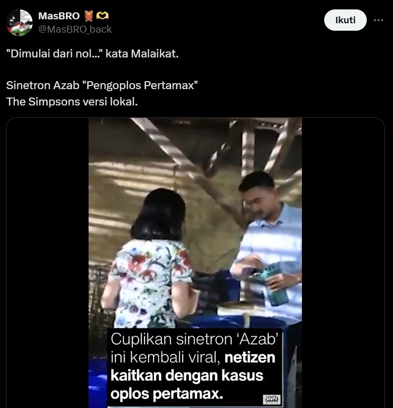 Adegan sinetron azab pelaku BBM oplosan. (x/MasBRO_back)