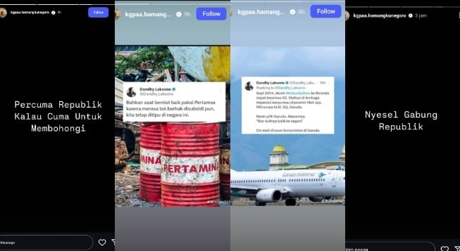 Postingan Gusti Purbaya kritik Indonesia (Instagram)