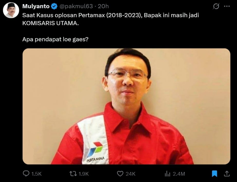 Ahok trending di X. (ist)