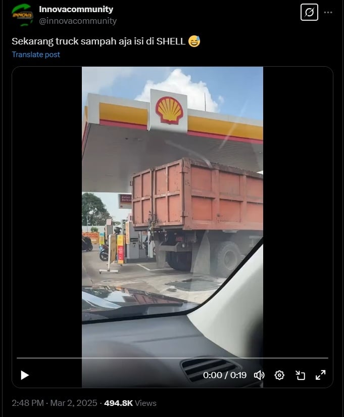 Truk sampah hingga bajaj isi bensin di Shell. (X)