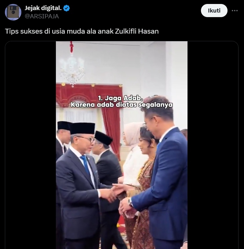 Anak Zulkifli Hasan bagikan tips sukses di usia muda. (x/ARSIPAJA)