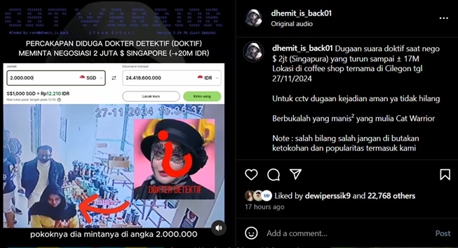 Rekaman diduga Doktif peras pengusaha skincare (Instagram)