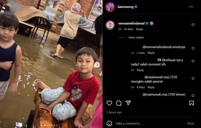 Venna Melinda berkomentar di postingan Baim Wong (Instagram)