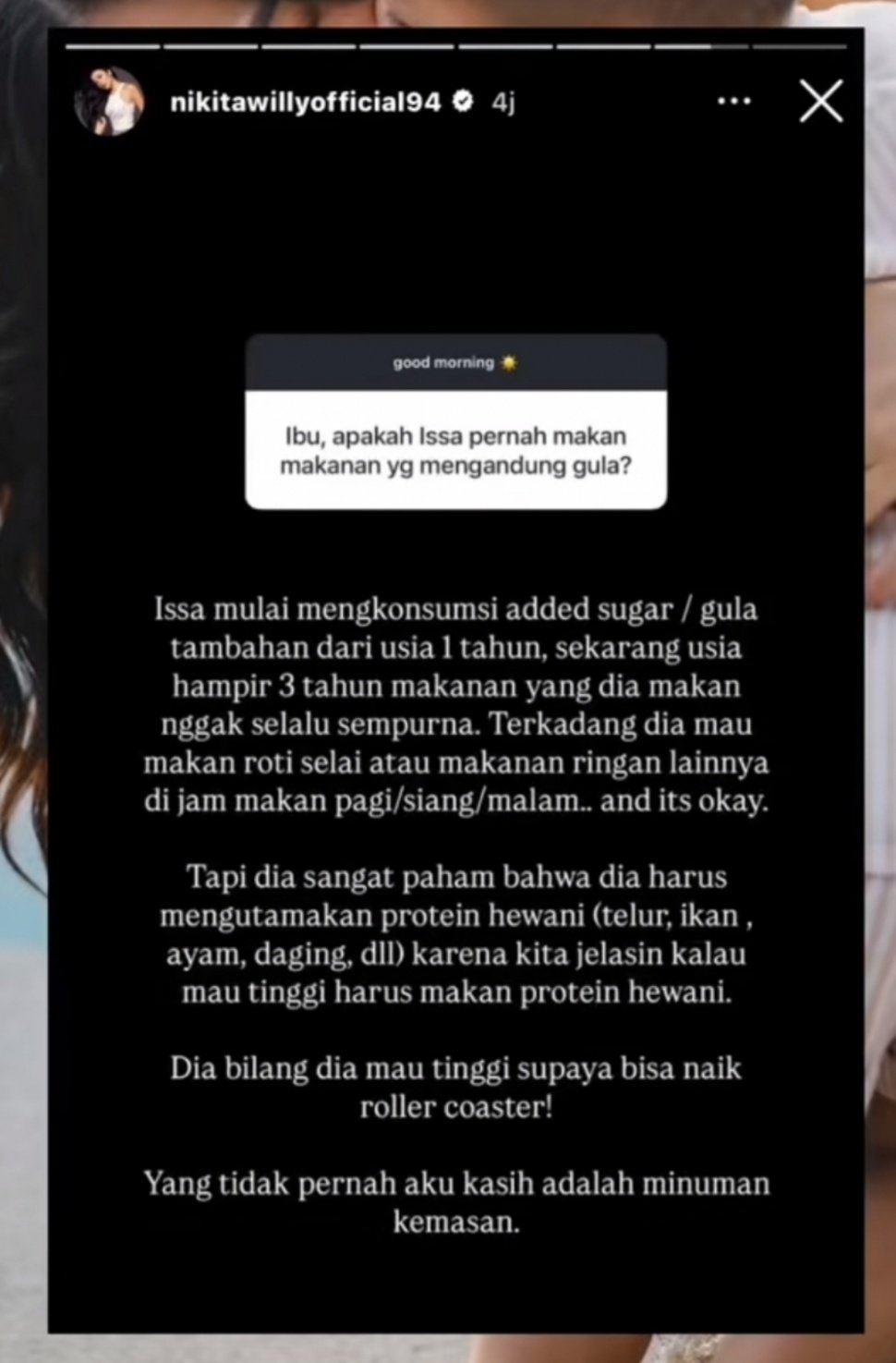 Dijuluki Ibu Hampir Sempurna, Nikita Willy Tetap Berikan Makanan Manis untuk Anaknya (Instagram)