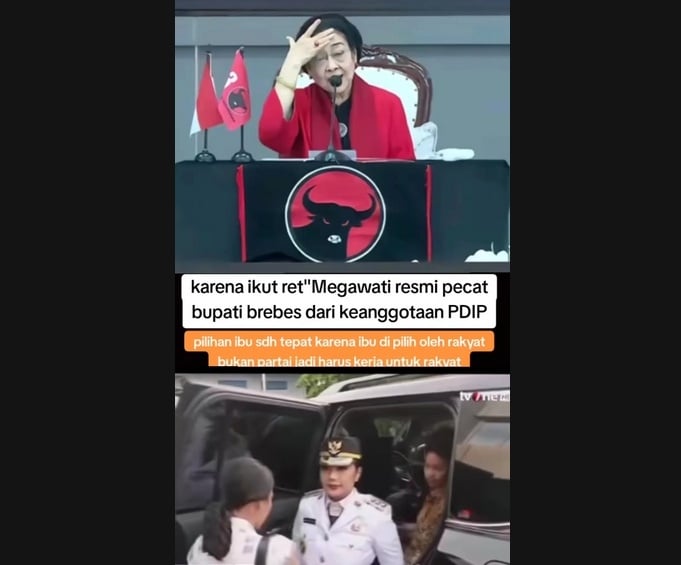 Cek Fakta Megawati pecat Bupati Brebes karena ikut retreat kepala daerah (Tiktok)