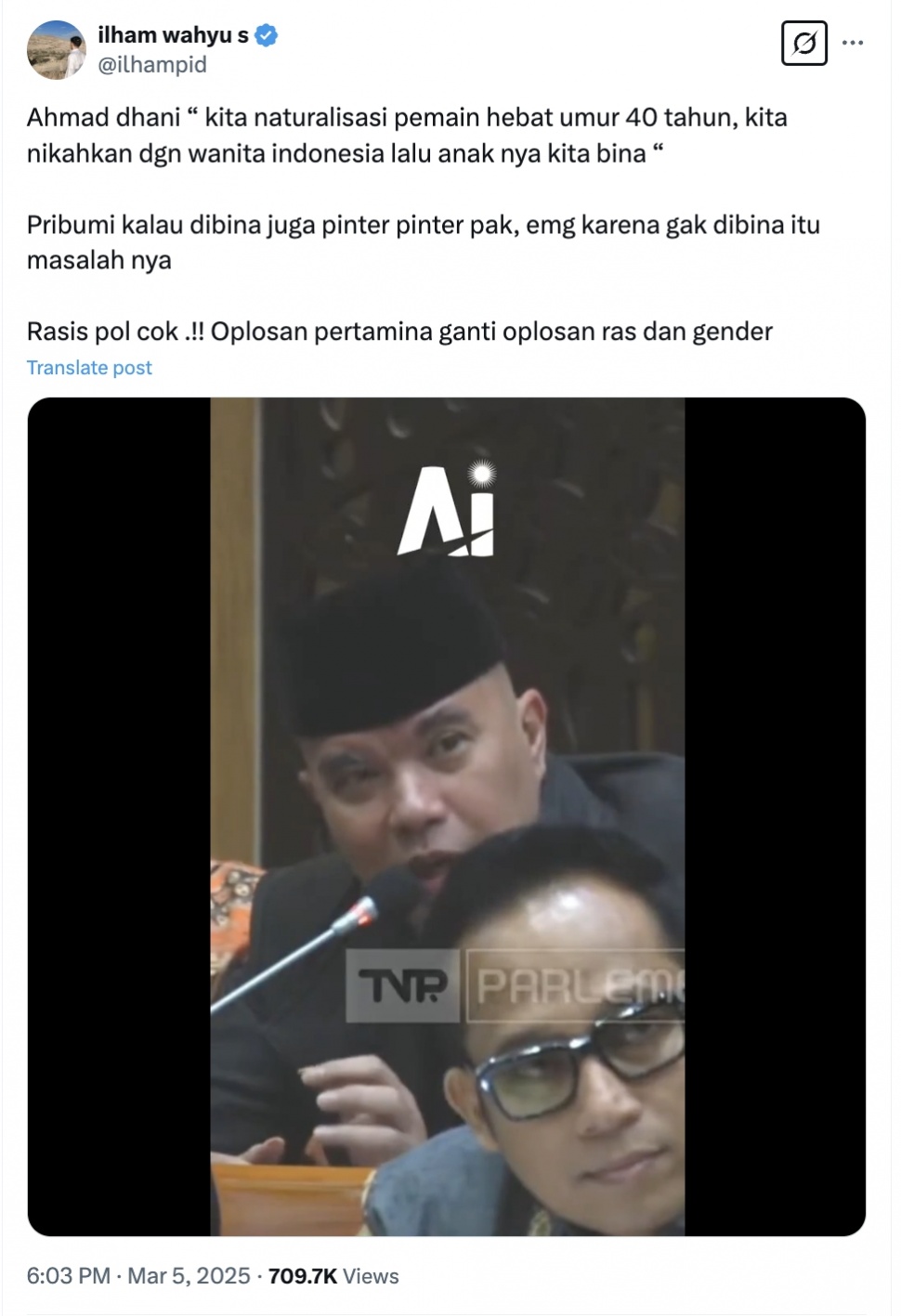 (SC) X/twitter ilham wahyu s - Ahmad Dhani naturalisasi umur 40 tahun