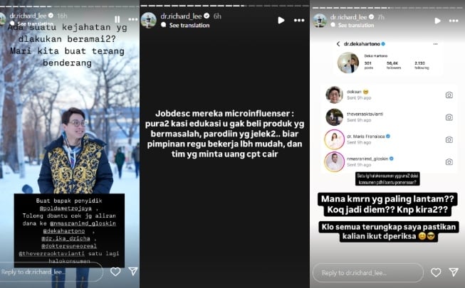 Richard Lee sebut ada oknum pemerasan yang belum diperiksa (Instagram)