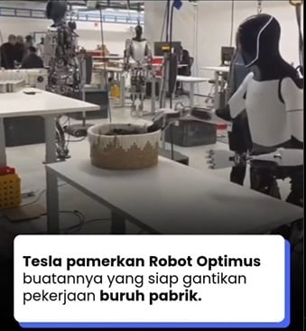 Cek Fakta Tesla pamerkan robot yang akan gantikan karyawan pabrik (Instagram)