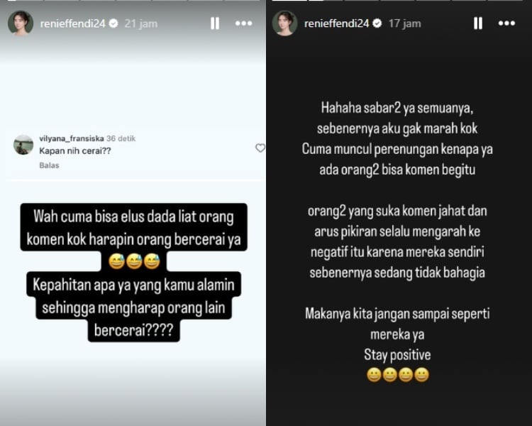 Postingan Reni Effendi. (Instagram)