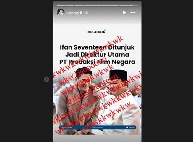 Komentar Bio One tentang pengangkatan Ifan Seventeen jadi Dirut PT PFN (Instagram)