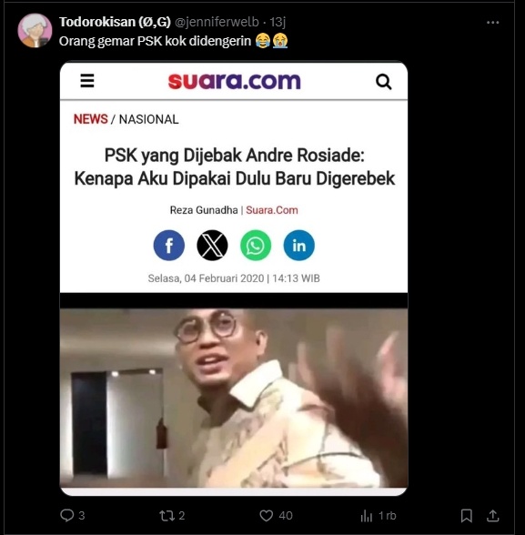 Jejak pemberitaan Andre Rosiade (X)
