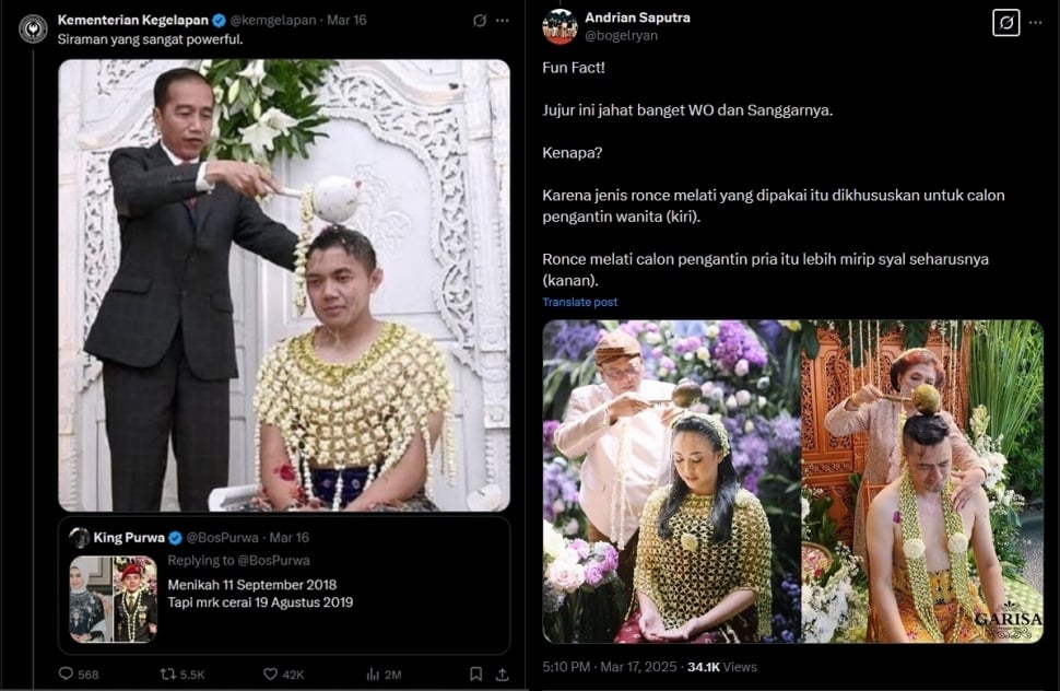 Kejanggalan ronce melati saat siraman Teddy Indra Wijaya alias Mayor Teddy. [X]