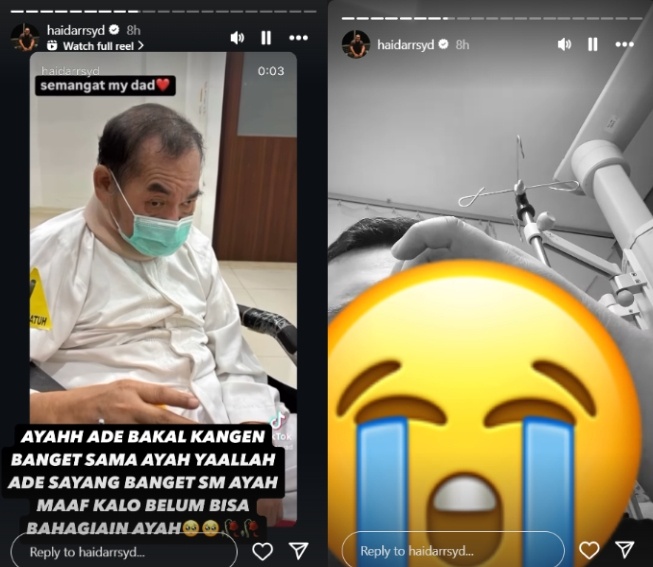 Haidar Rasyad berada di rumah sakit menemani sang ayah, Mat Solar, untuk terakhir kali (Instagram)