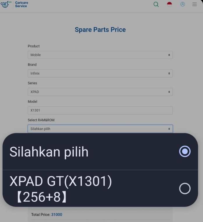 Tangkapan layar mengenai Infinix XPad GT. (X @raihanhan121)