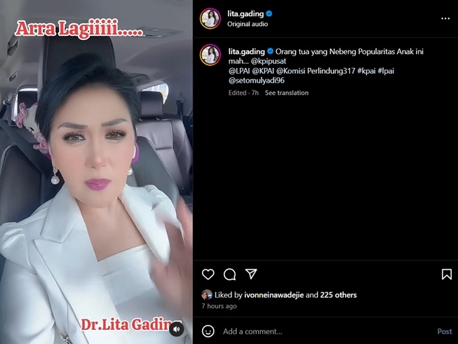 Psikolog Lita Gading menegur orang tua selebgran cilik Arra karena menghina pekerja pabrik (Instagram)