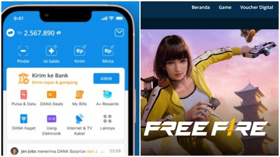 Aplikasi DANA bisa digunakan untuk top up Free Fire. (DANA)