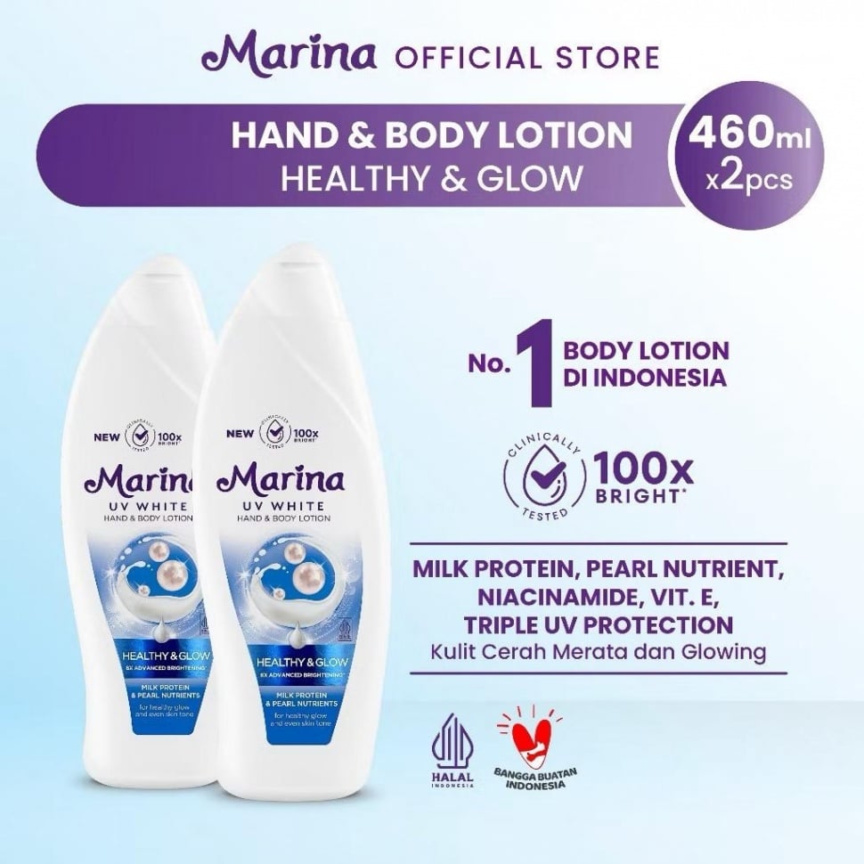 Marina Hand Body Lotion UV White-Healthy and Glow (Shopee/Marina Official Shop)