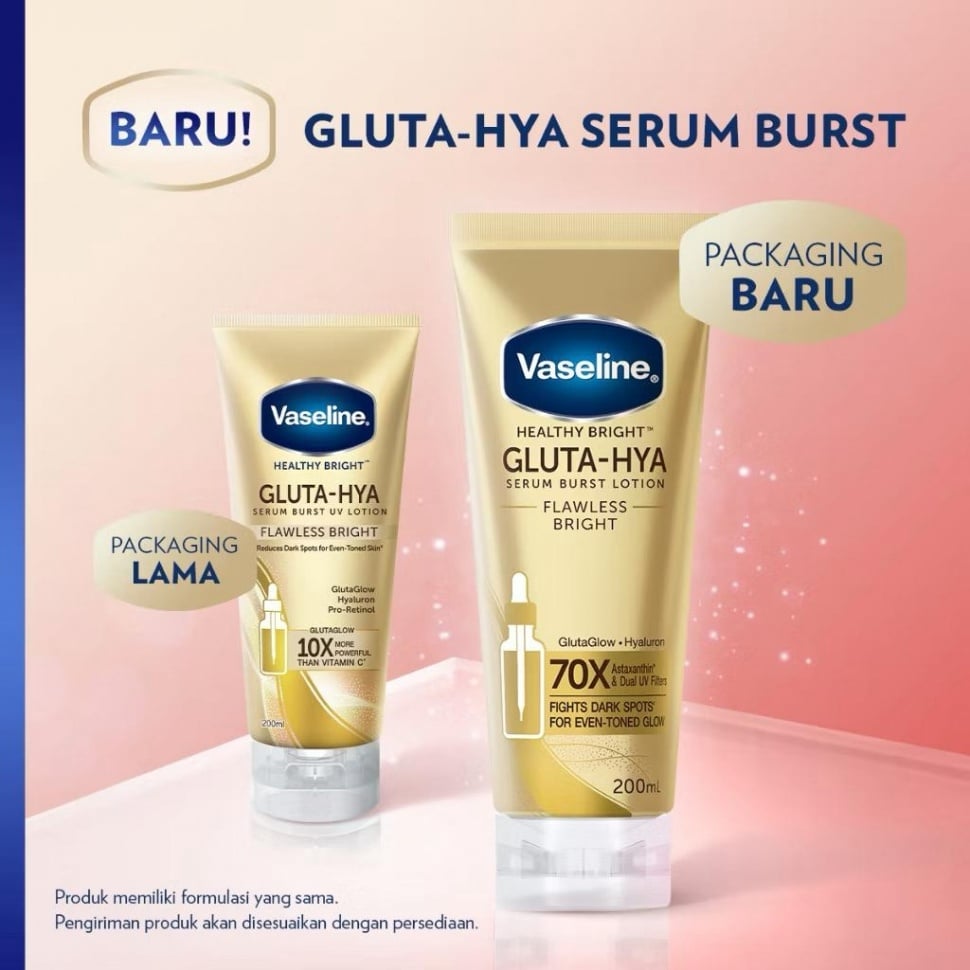 Vaseline Healty Bright Gluta-Hya Serum Burst UV Lotion (Shopee/Unilever Beauty Shop)