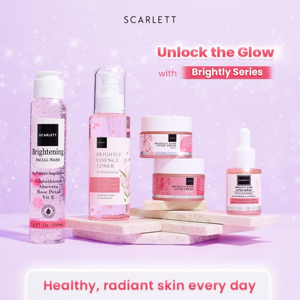 Rangkaian Scarlett Brightly Series, termasuk Scarlett Brightly Ever After Serum. [Instagram/@scarlettofficial]