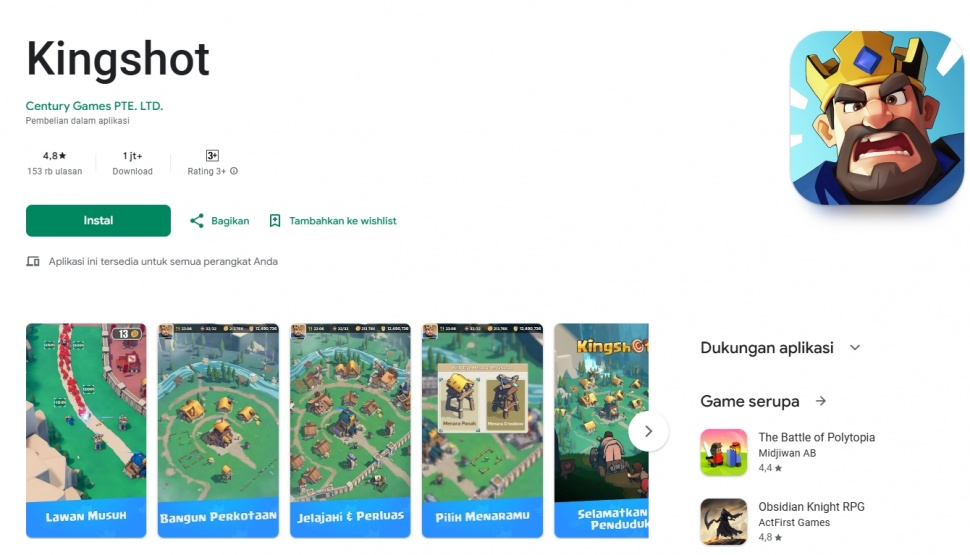 Game strategi anyar, Kingshot. (Play Store)