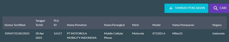 Motorola Edge 60 Fusion lolos sertifikasi di Indonesia. (SDPPI)