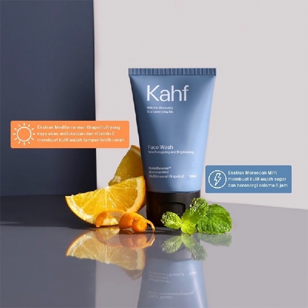 Sabun pembersih wajah untuk pria - Kahf Skin Energizing & Brightening Face Wash.
