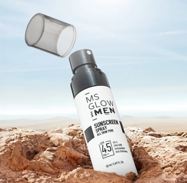 MS Glow for Men Sunscreen Spray SPF 45++. [msglowformenid]