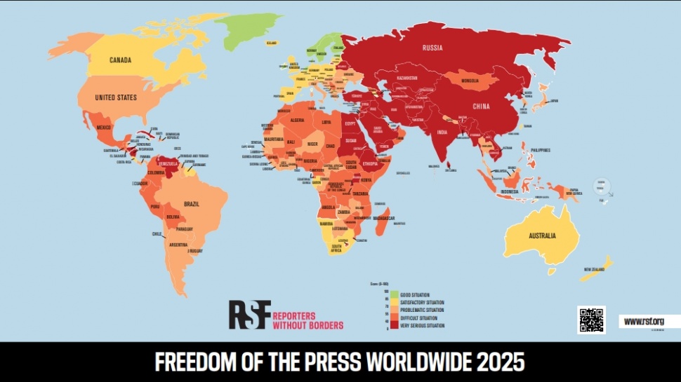 Indeks Kebebasan Pers 2025. (Dok. RSF)
