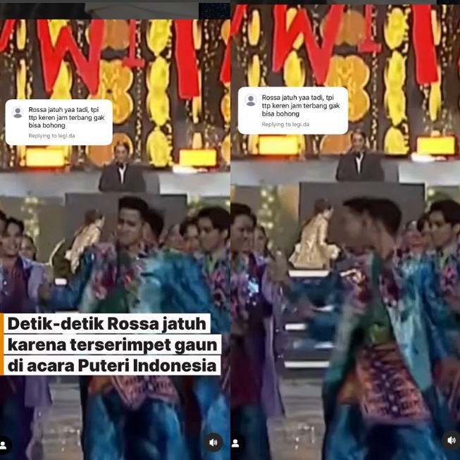 Rossa terjatuh di atas panggung Preliminari Puteri Indonesia 2025 beberapa waktu yang lalu (Instagram)
