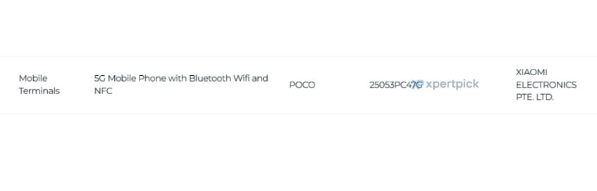 POCO F7 lolos sertifikasi di Singapura. (IMDA via XpertPick)