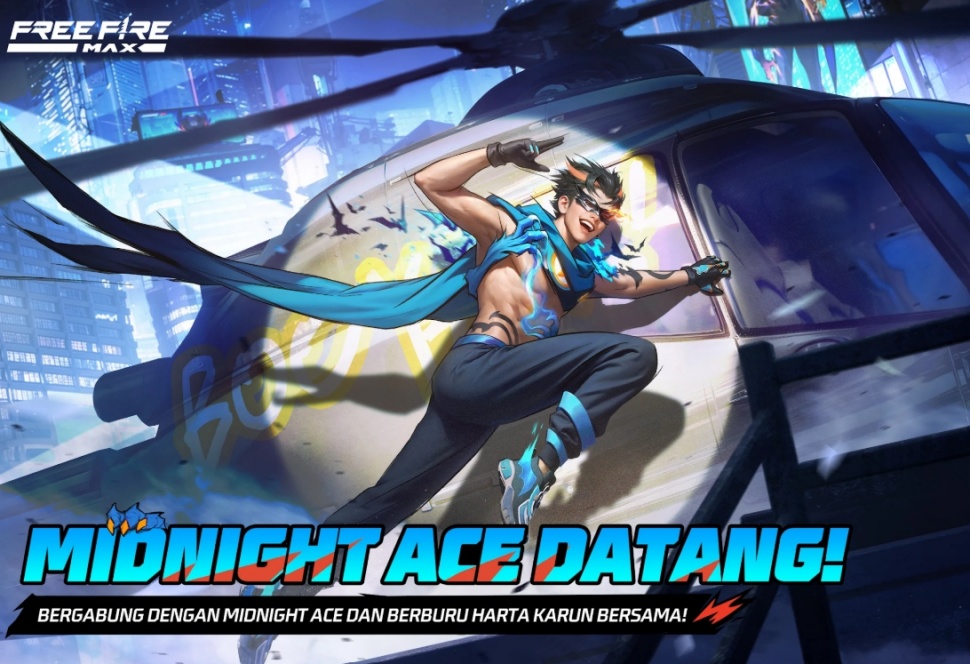 Kode Redeem Free Fire Max. Ilustrasi event Midnight Ace di Free Fire Max. (Garena)