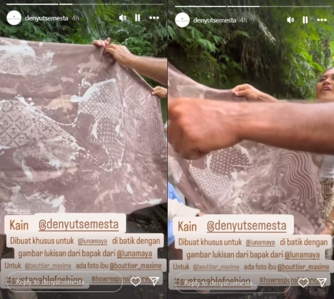 Kain melukat Maxime Bouttier dan Luna Maya (Instagram)