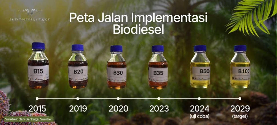 Infografis peta jalan implementasi biodiesel. [Indonesialeaks]