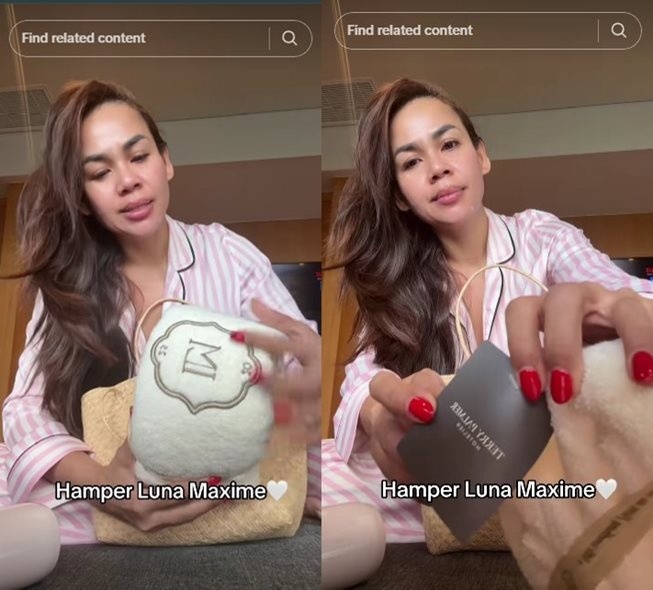 Detail isi souvenir pernikahan Luna Maya. (TikTok/melaney_ricardo)