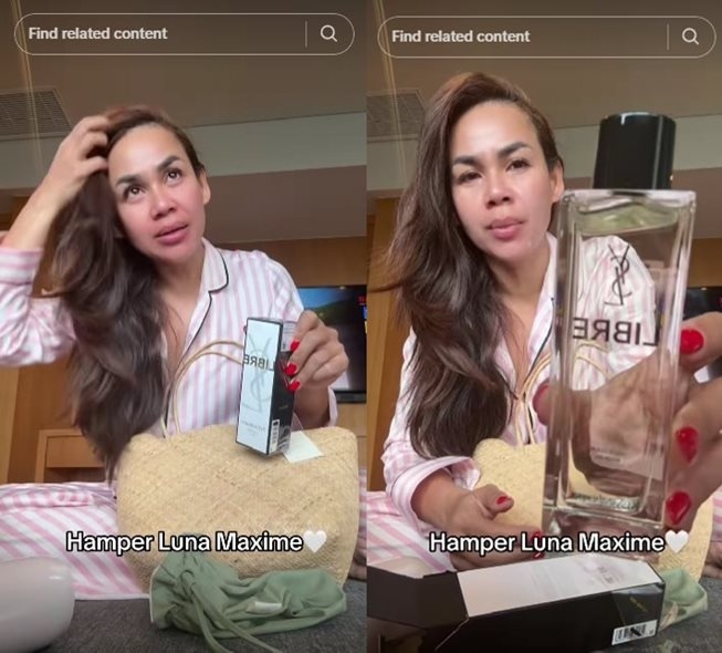 Detail isi souvenir pernikahan Luna Maya. (TikTok/melaney_ricardo)