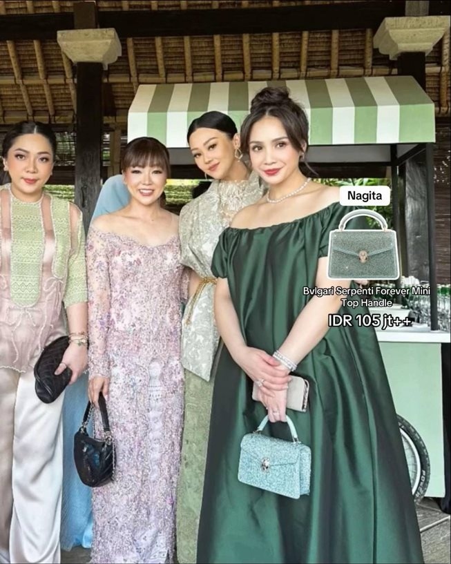 Tas branded tamu nikahan Luna Maya dan Maxime Bouttier. (TikTok/pixie.authentic)