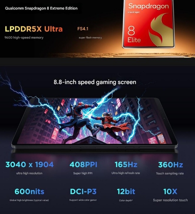 Tablet gaming Lenovo dengan chipset Snapdragon 8 Elite. (Lenovo)