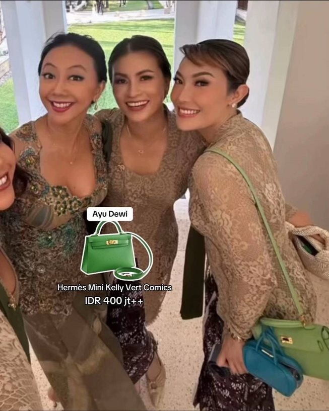 Tas branded tamu nikahan Luna Maya dan Maxime Bouttier. (TikTok/pixie.authentic)