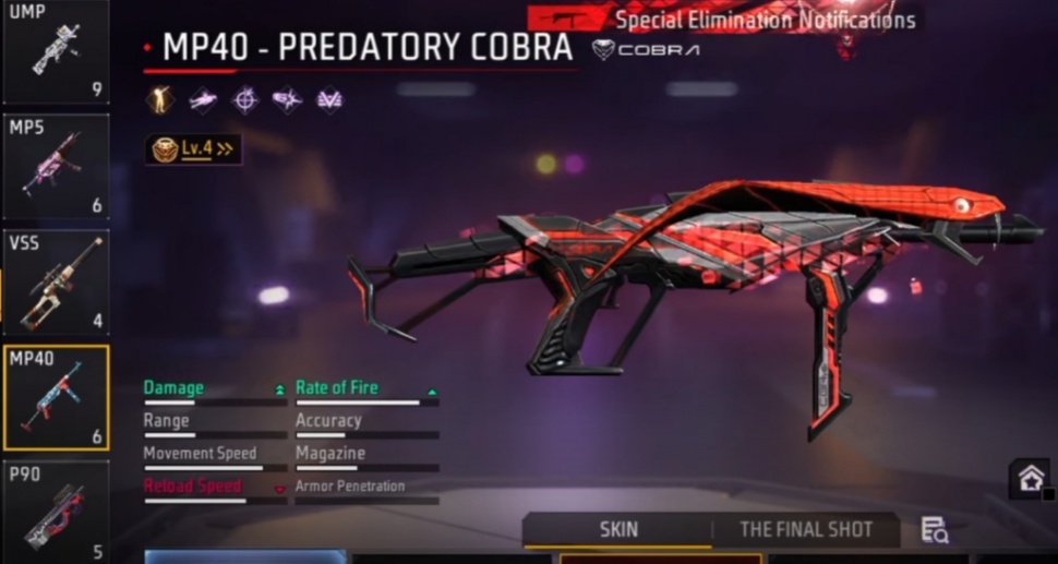 Ilustrasi skin senjata di Free Fire. (YouTube)