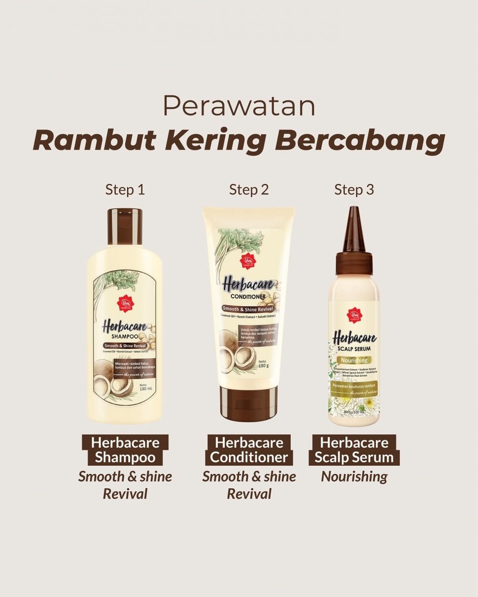 Rangkaian Viva Herbacare untuk rambut kering bercabang. [Instagram/@viva.cosmetics]