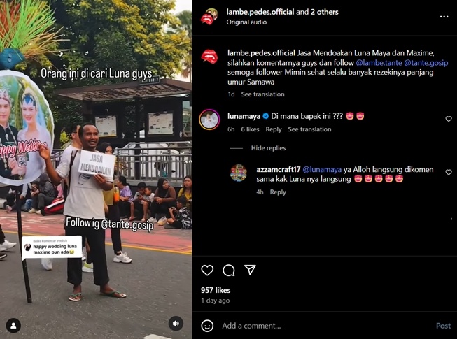 Luna Maya mencari laki-laki penjual jasa mendoakan pernikahannya (TikTok)