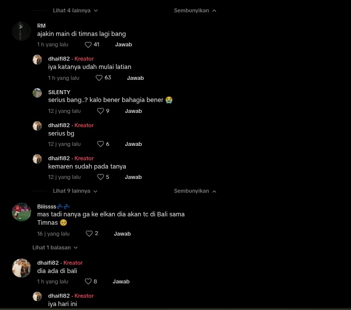 Salah satu netizen Tanah Air memberikan klaim bahwa Elkan Baggott berada di Bali untuk bergabung dengan Timnas Indonesia. Klaim ini diberikan oleh netizen Tanah Air di TikTok, yakni @dhaifi82, di mana ia mengunggah potretnya saat berswafoto dengan bek berusia 22 tahun itu. (Tiktok @dhaifi82)