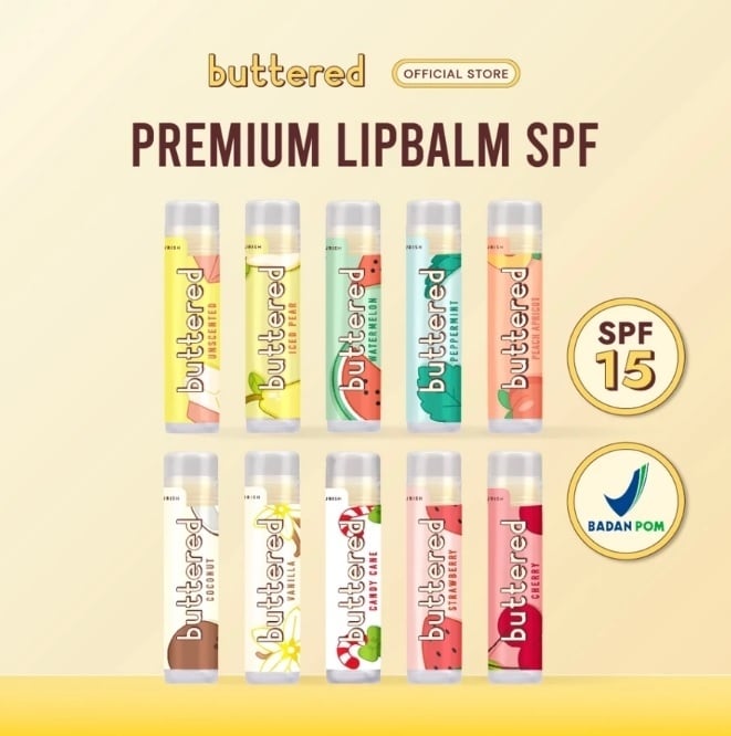 Buttered Premium Lip Balm SPF 15 (Shopee)
