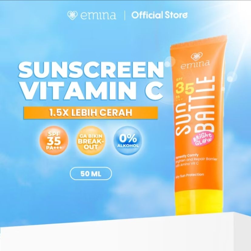 Emina Sun Battle Bright Glow SPF 35 PA+++  (Shopee/Emina Official Shop)