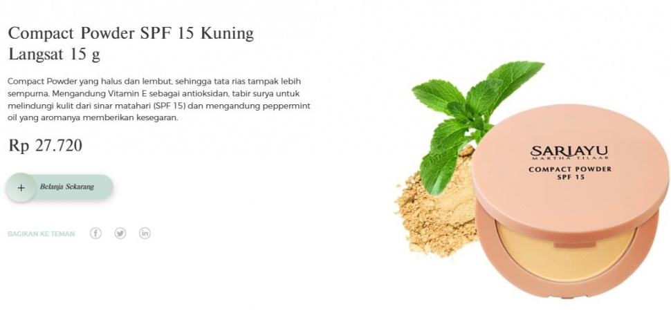 Bedak murah mengandung SPF. (sariayu.com)