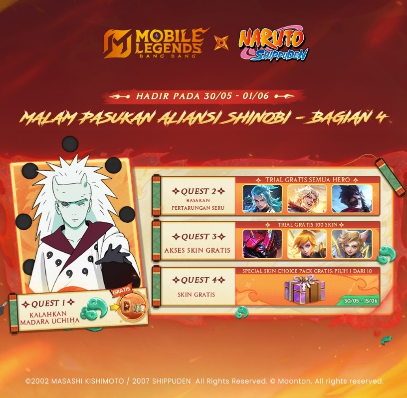 Event Malam Pasukan Aliansi Shinobi Bagian 4 di Mobile Legends. (ist)