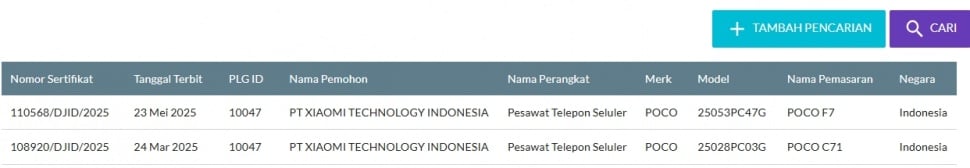 POCO F7 lolos sertifikasi di Indonesia. (ist)