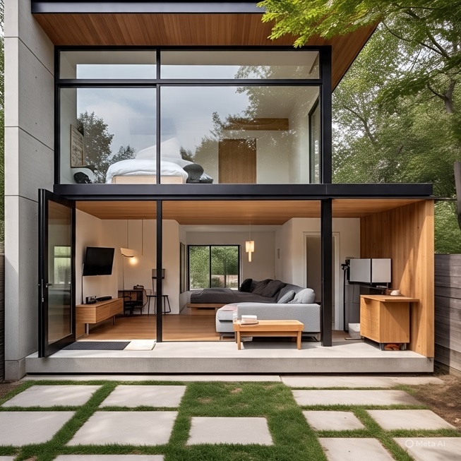 Ilustrasi desain rumah minimalis 2 lantai (Meta AI)