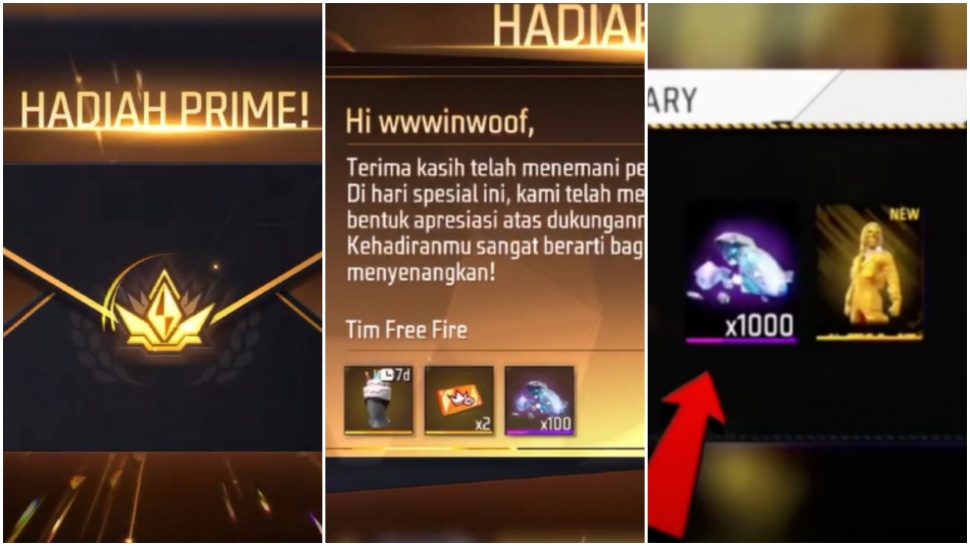 Ilustrasi hadiah di Free Fire. (ist)
