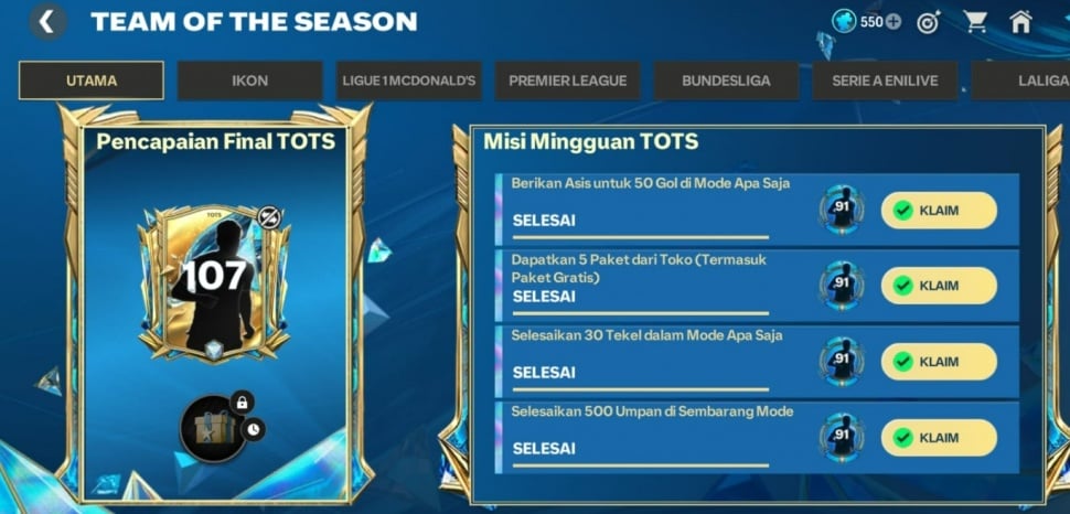 Hadiah Pemain UTOTS FC Mobile. (Suara.com/ Rezza Rachmanta)